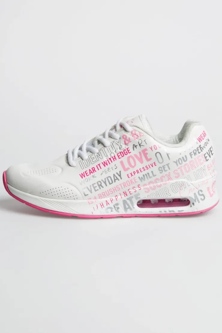 Air Cushion Sneaker mit Wording Print white