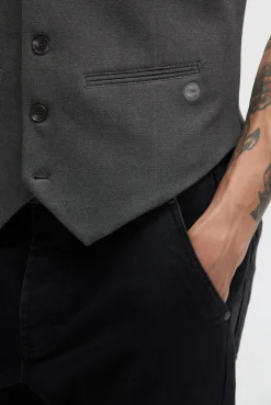 Anzugweste aus Interlock mit Herringbonemuster dark greymelange