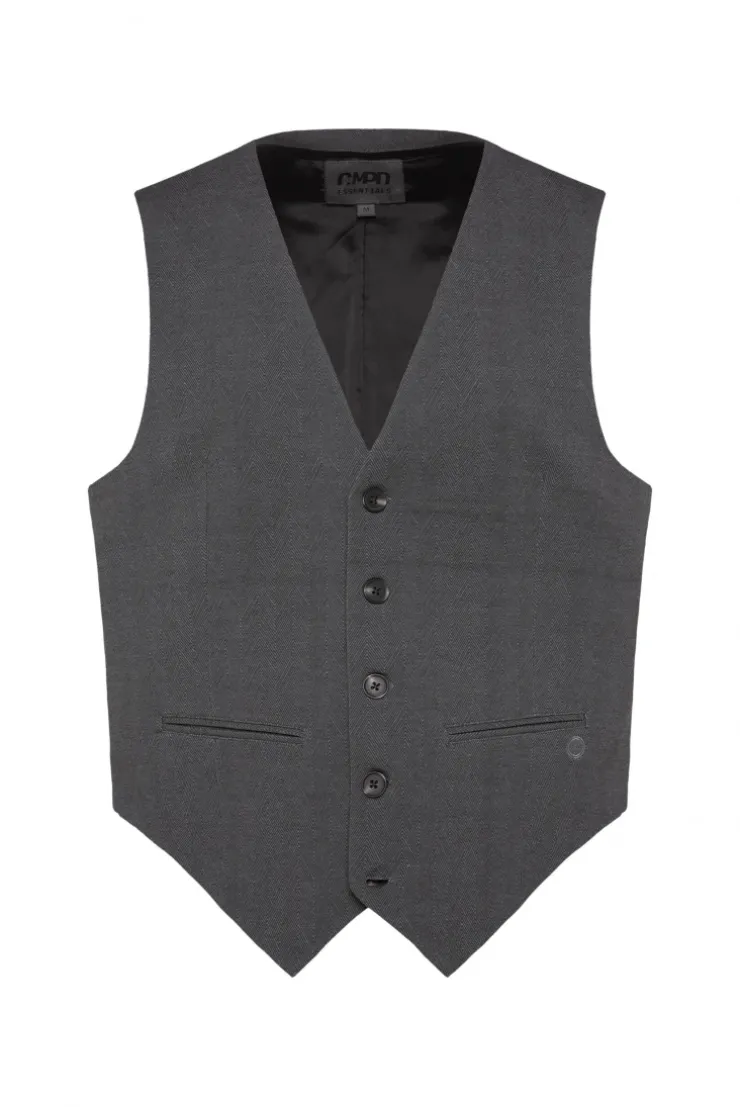 Anzugweste aus Interlock mit Herringbonemuster dark greymelange