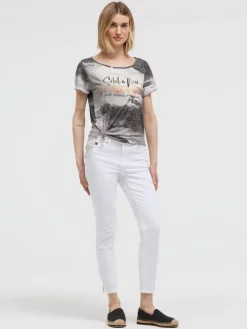 Ausbrenner-Shirt mit All Over Print und Knotensaum charcoal mist