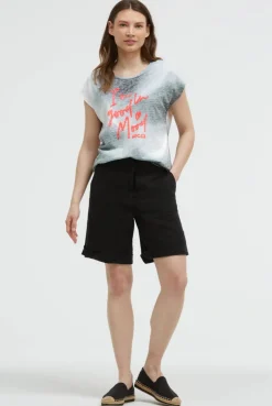 Ausbrenner-Shirt mit Pailletten-Wording black