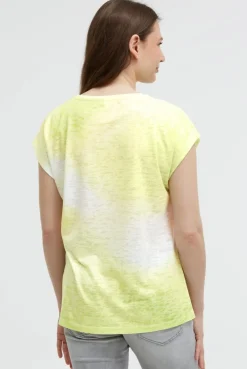 Ausbrenner-Shirt mit Pailletten-Wording vivid lemon