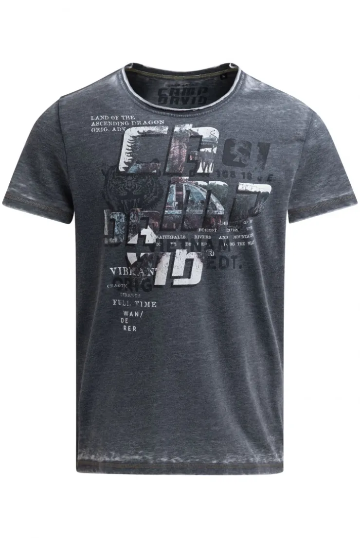 Ausbrenner-Shirt mit Photoprint faded navy