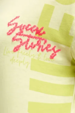 Ausbrenner-Sweatshirt Kurzarm mit Artwork vivid lemon