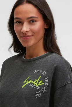 Ausbrenner-Sweatshirt Kurzarm mit Artwork black