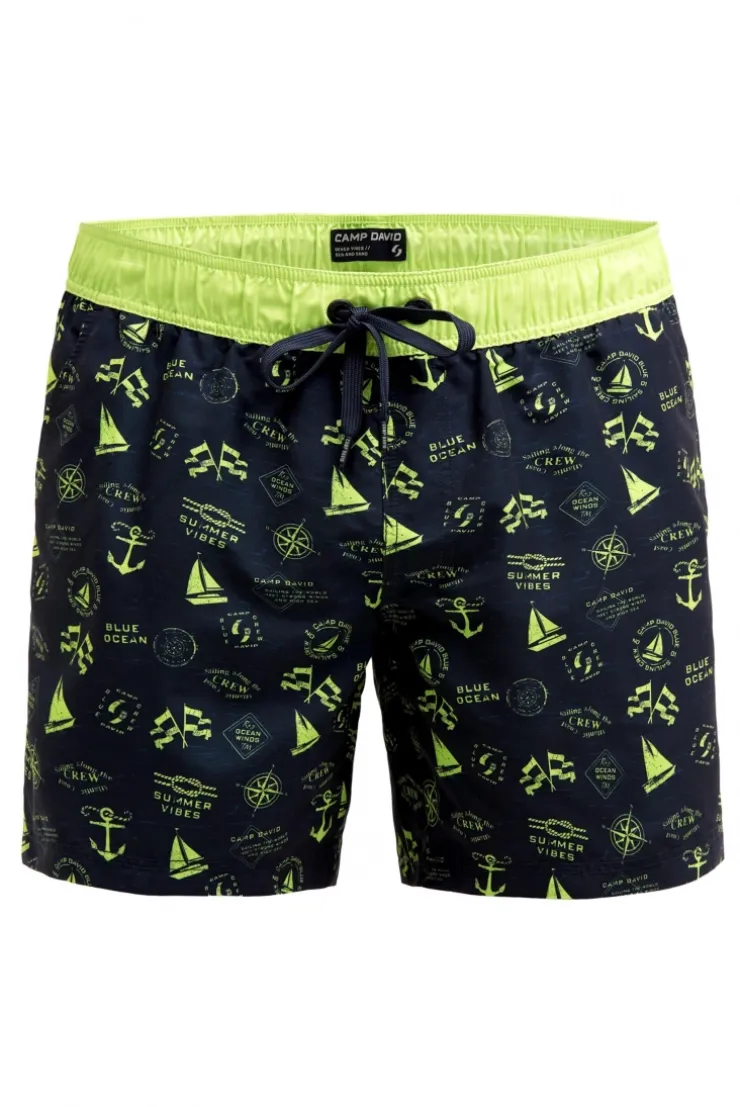 Badehose mit All Over Print blue navy