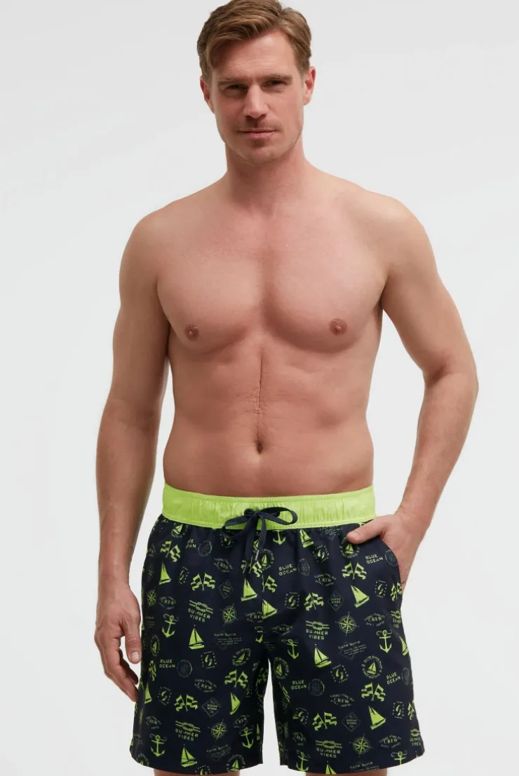 Badehose mit All Over Print blue navy