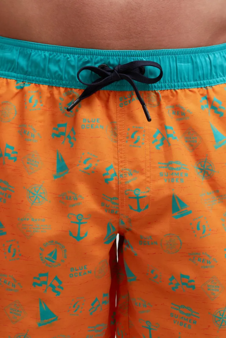 Badehose mit All Over Print orange
