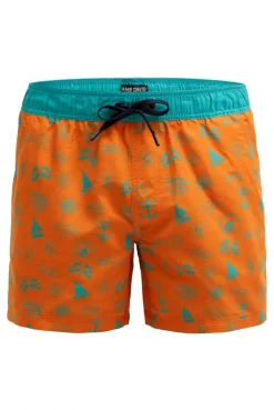 Badehose mit All Over Print orange
