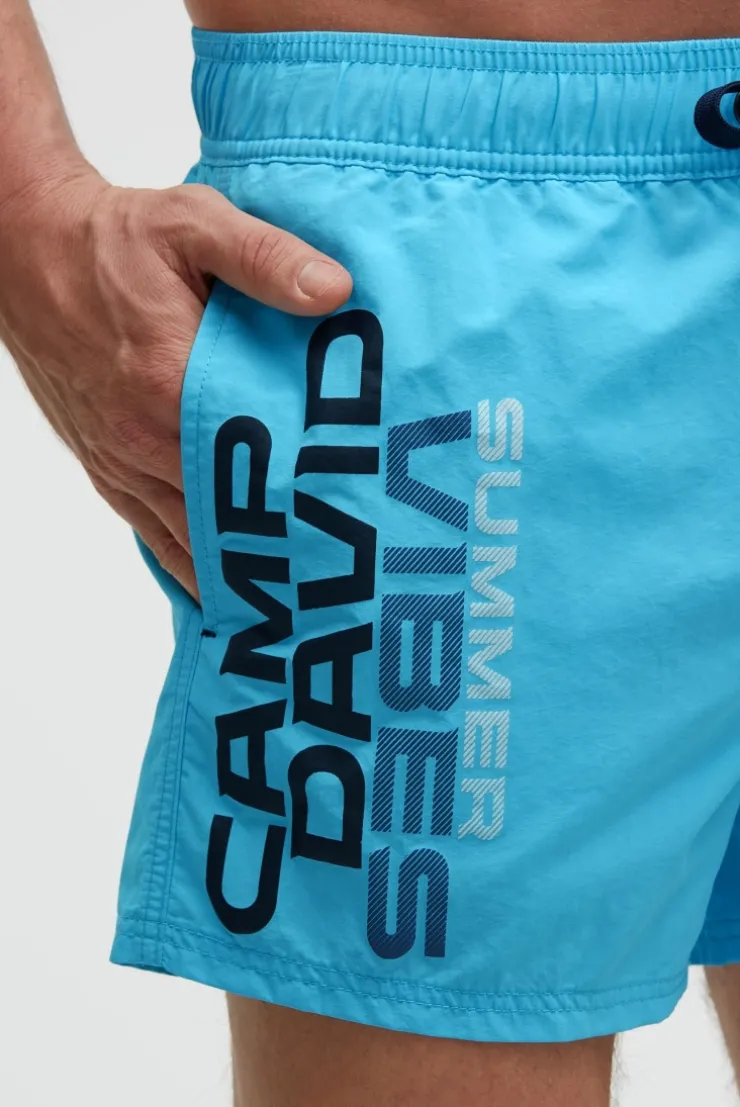 Badehose mit Logo Print aqua