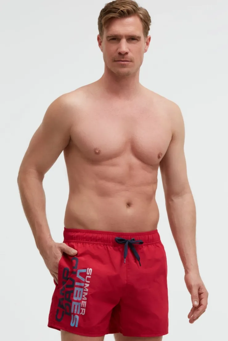 Badehose mit Logo Print flight red