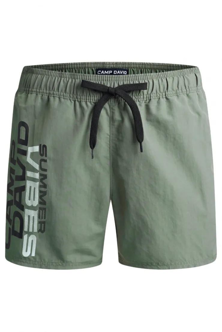 Badehose mit Logo Print green olive