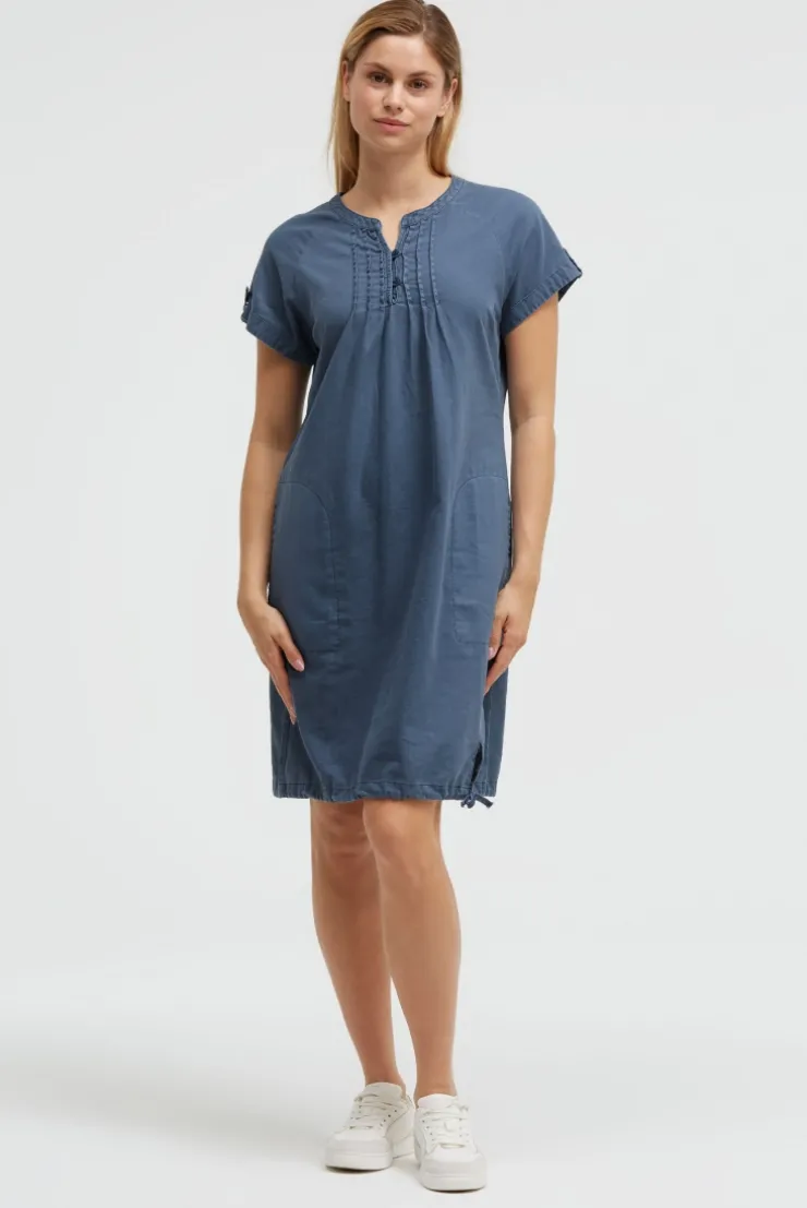 Ballonkleid aus Leinenmix soft azure