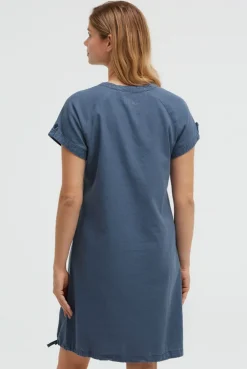 Ballonkleid aus Leinenmix soft azure