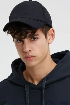 Base Cap aus Interlock-Jersey mit Logo Print blue navy