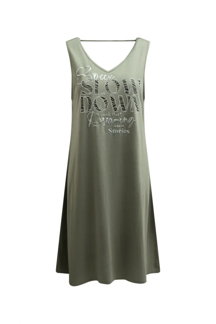 Basic Beach-Kleid mit Artwork faded olive | S