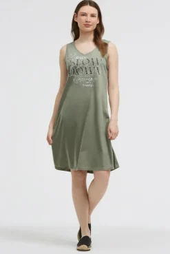 Basic Beach-Kleid mit Artwork faded olive | S