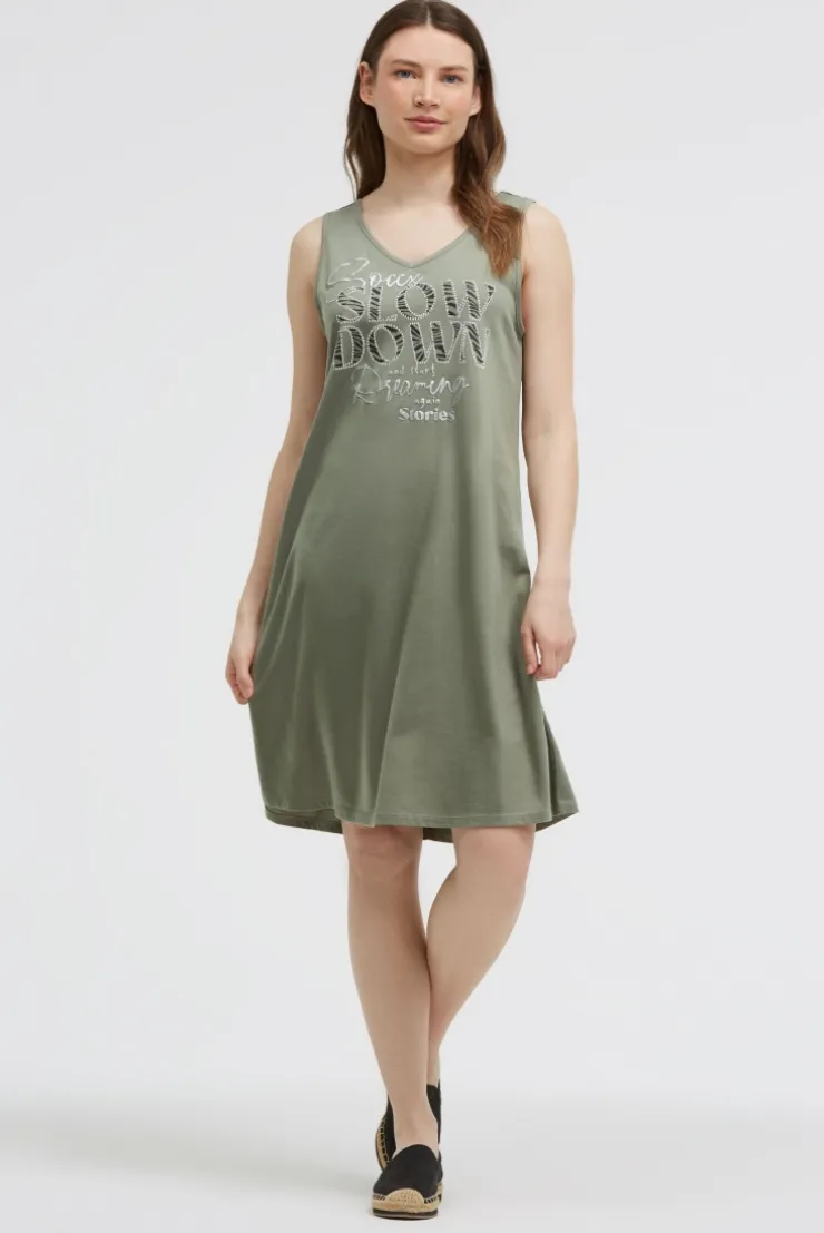 Basic Beach-Kleid mit Artwork faded olive | S