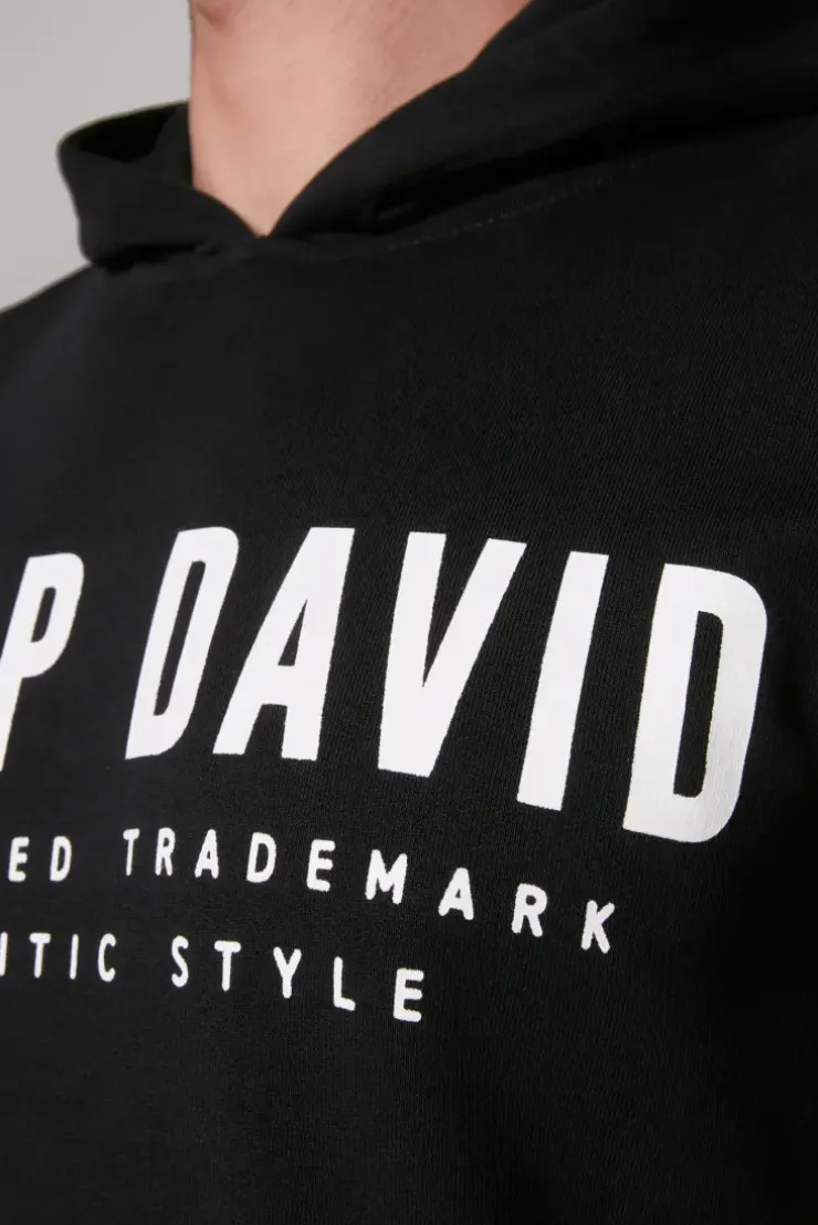 Basic Hoodie mit Logo Print black