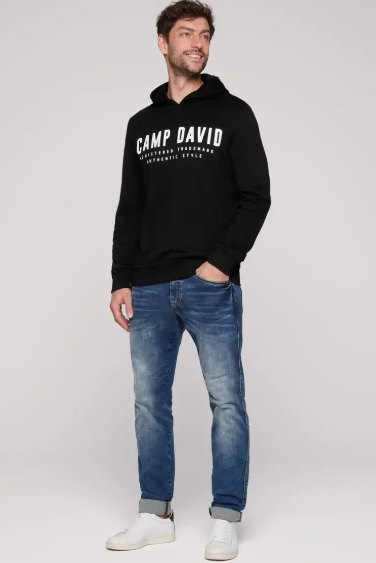Basic Hoodie mit Logo Print black