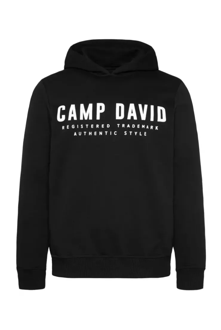 Basic Hoodie mit Logo Print black