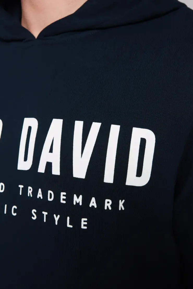 Basic Hoodie mit Logo Print blue navy