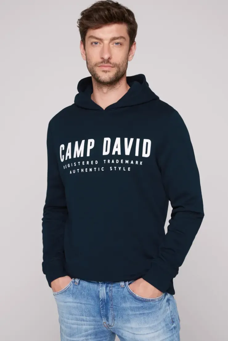 Basic Hoodie mit Logo Print blue navy