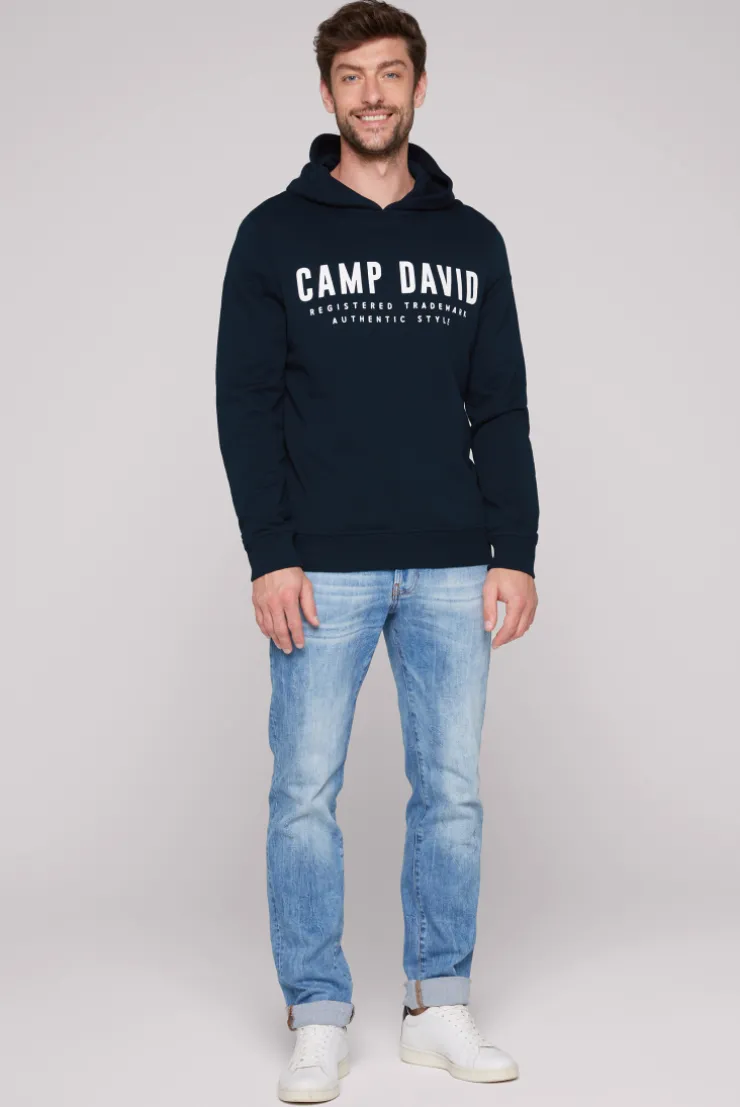 Basic Hoodie mit Logo Print blue navy