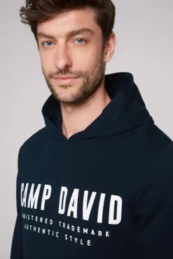 Basic Hoodie mit Logo Print blue navy