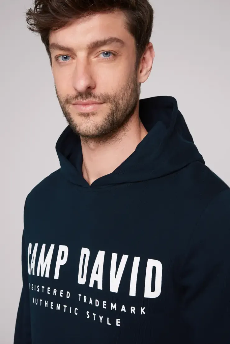 Basic Hoodie mit Logo Print blue navy