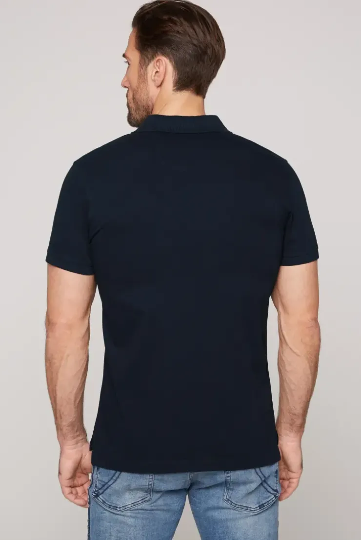Basic Pikee-Polo mit Logo-Stickerei blue navy