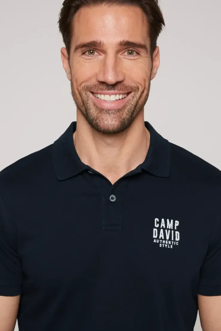 Basic Pikee-Polo mit Logo-Stickerei blue navy