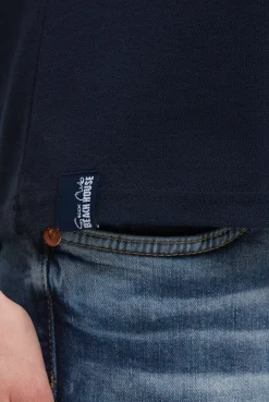 Basic Poloshirt aus Pikee mit Backprint blue navy