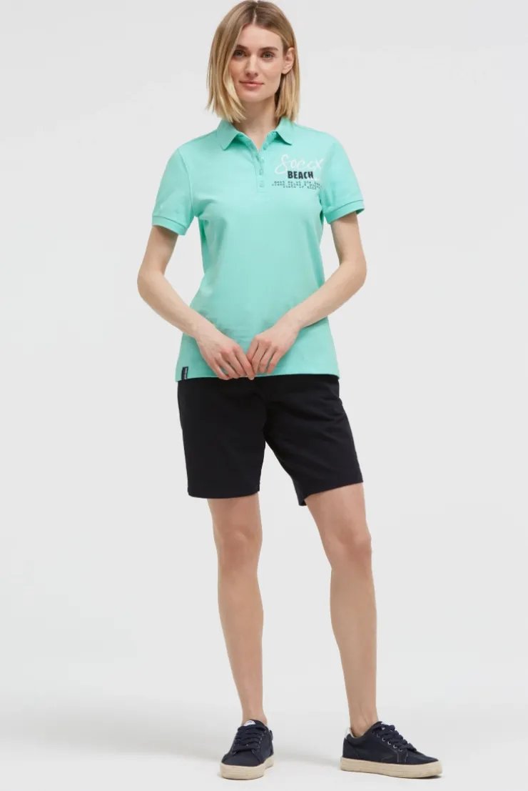 Basic Poloshirt aus Pikee mit Backprint crystal aqua