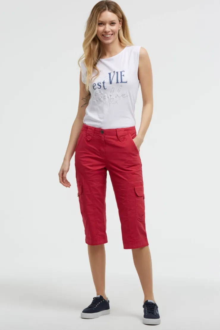 Basic Skaterhose mit Beintaschen clear red