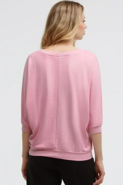 Basic Sweatshirt mit verkürzten Ärmeln und Artwork pink blush