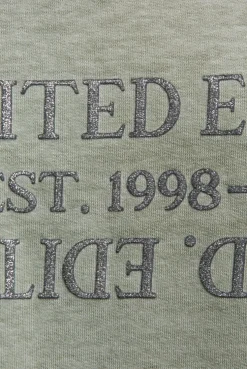 Basic Sweatshirt mit verkürzten Ärmeln und Artwork faded olive