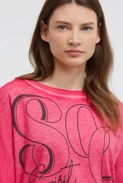 Basic Sweatshirt mit verkürzten Ärmeln und Artwork clear red