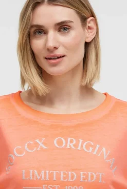Basic Sweatshirt mit verkürzten Ärmeln und Artwork electric orange