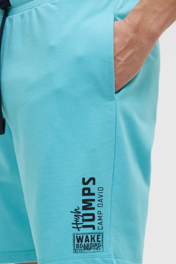 Basic Sweatshorts mit Label Print aqua