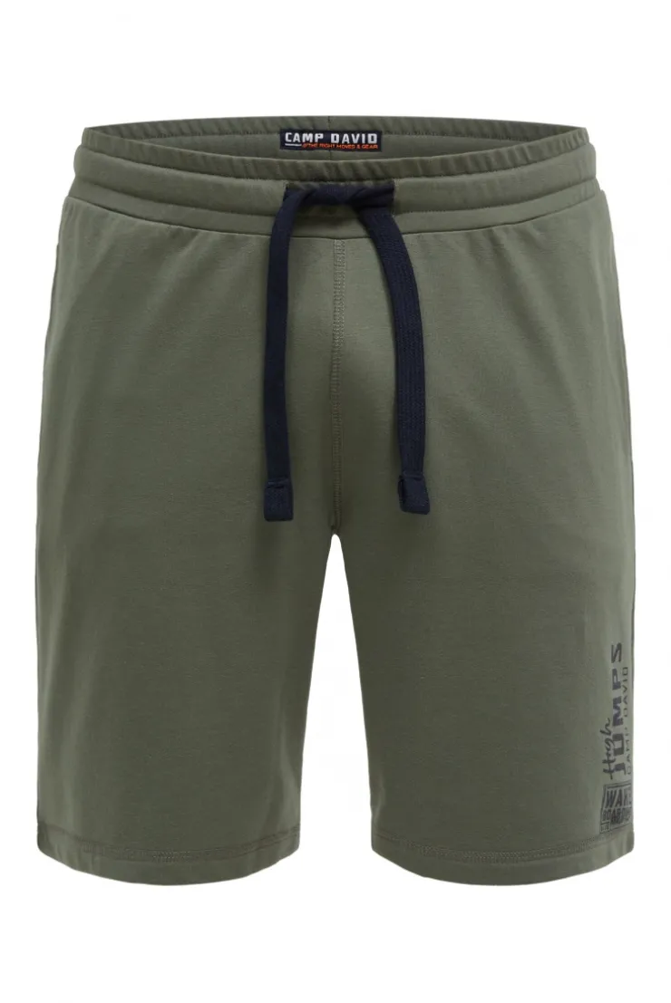 Basic Sweatshorts mit Label Print green olive