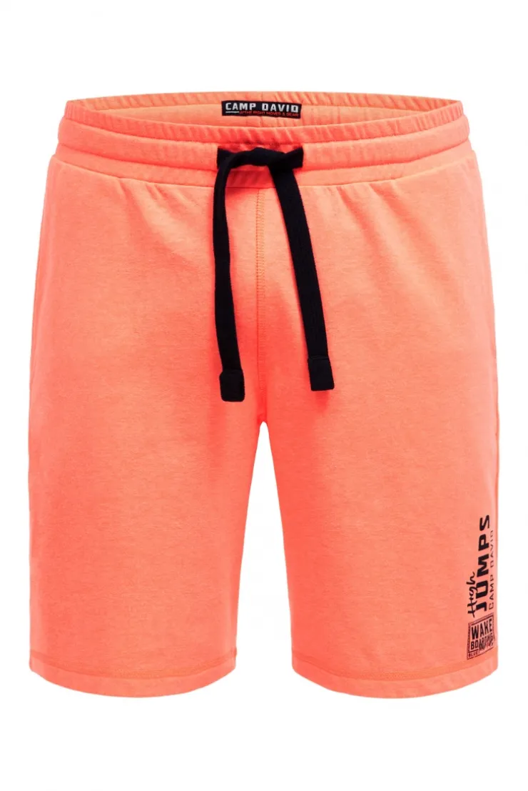 Basic Sweatshorts mit Label Print neon flame