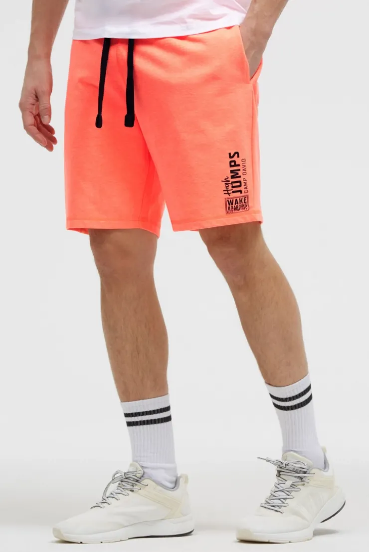 Basic Sweatshorts mit Label Print neon flame