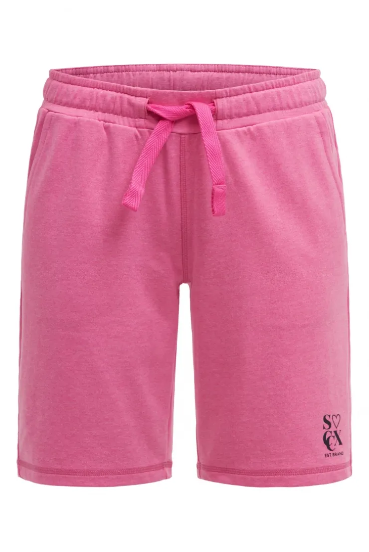 Basic Sweatshorts mit Logo Print neon magenta