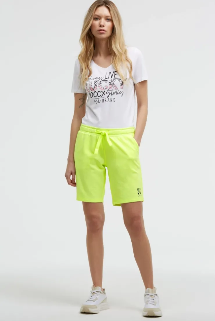 Basic Sweatshorts mit Logo Print electric lemon