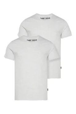 Basic T-Shirt V-Neck 2er-Pack grey melange
