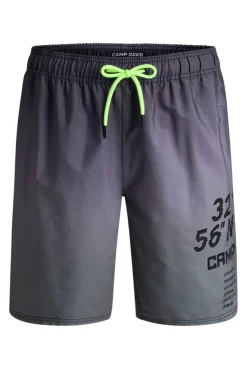 Beachshorts mit Farbverlauf und Print black / green olive