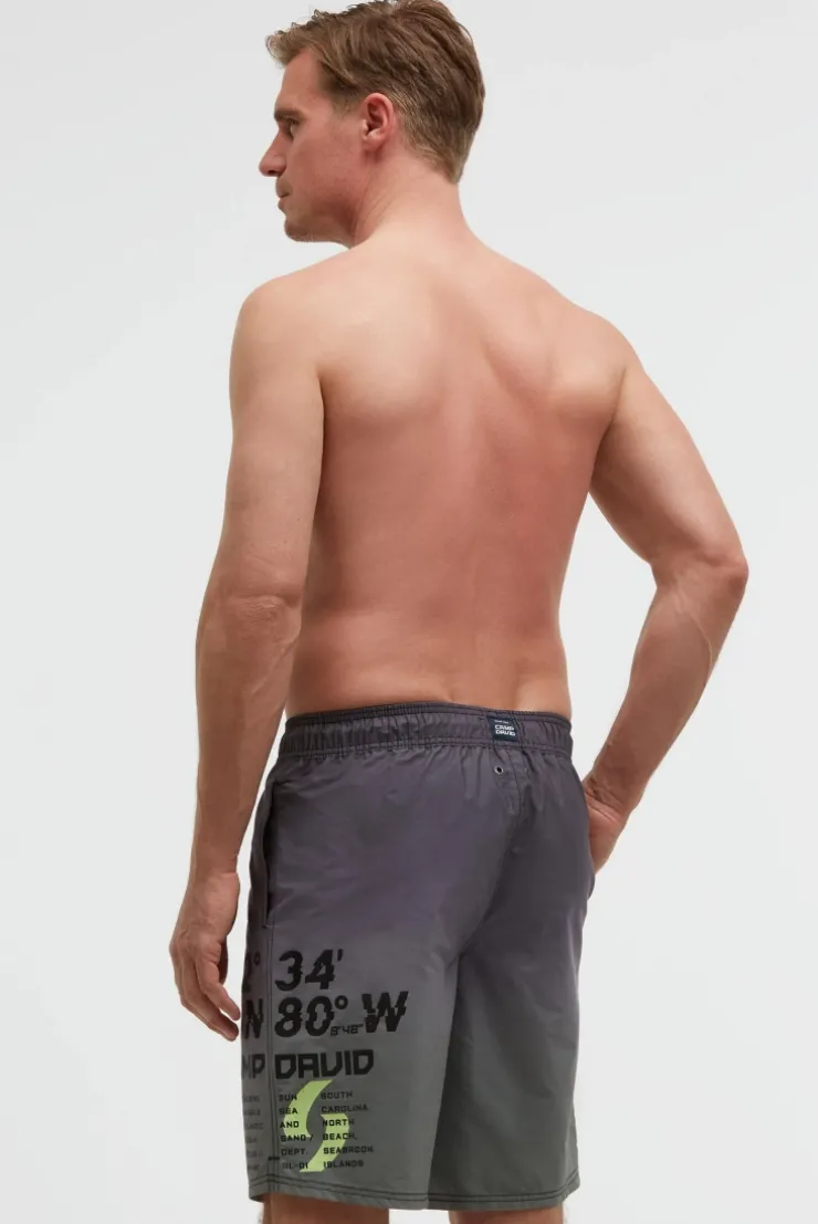 Beachshorts mit Farbverlauf und Print black / green olive