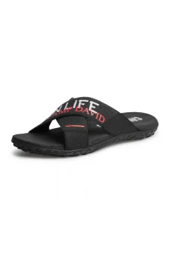 Beach Slipper mit Label Prints black