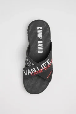 Beach Slipper mit Label Prints black
